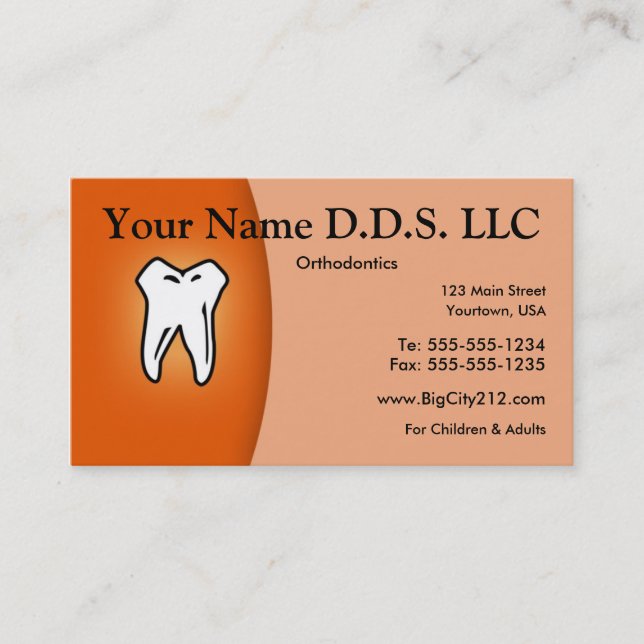 Dentist Orthodontics customizable business card (Front)