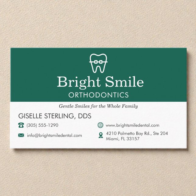 Dentist & Orthodontics Office Braces Logo Business Card (Creator Uploaded)