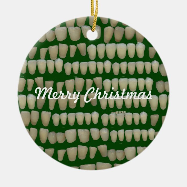 Dentist Orthodontist Dental Christmas Tooth Ceramic Ornament (Front)