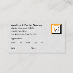 Dentist Patient Appointment Reminder Business Card