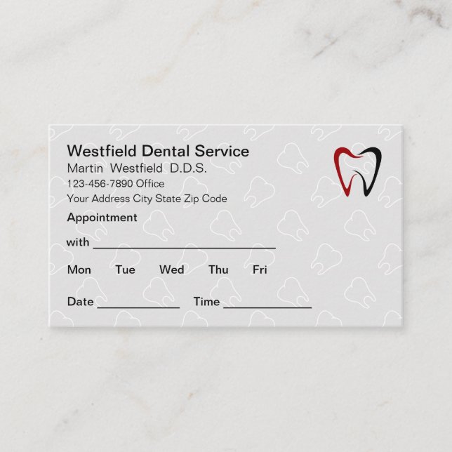 Dentist Patient Bulk Appointment Reminder Business Card (Front)