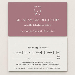 Dentist Pink Tooth Dental Appointment Card