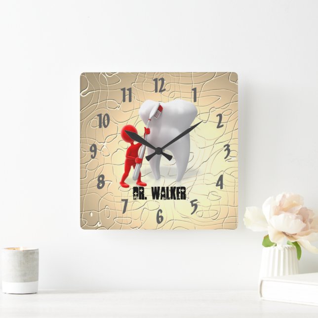 Dentist Professional Designer Doctor Watch Square Wall Clock (Home)