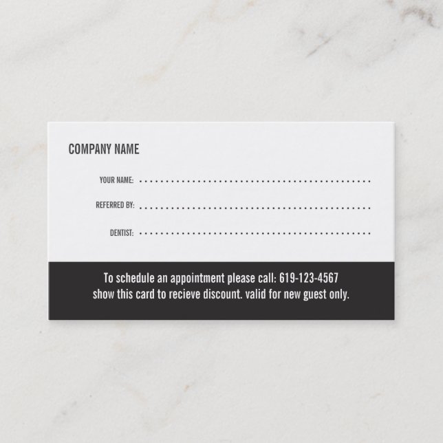 Dentist Referral Business Card (Front)