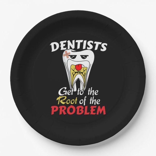 Dentist Root Canal - Funny Tooth Cavity Pun Paper Plate (Front)