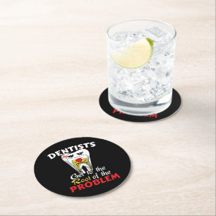 Dentist Root Canal - Tooth Cavity Pun Round Paper Coaster