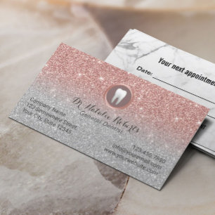 Dentist Rose Gold Glitter Dental Appointment Card