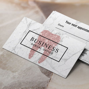 Dentist Rose Gold Tooth Marble Dental Appointment Card