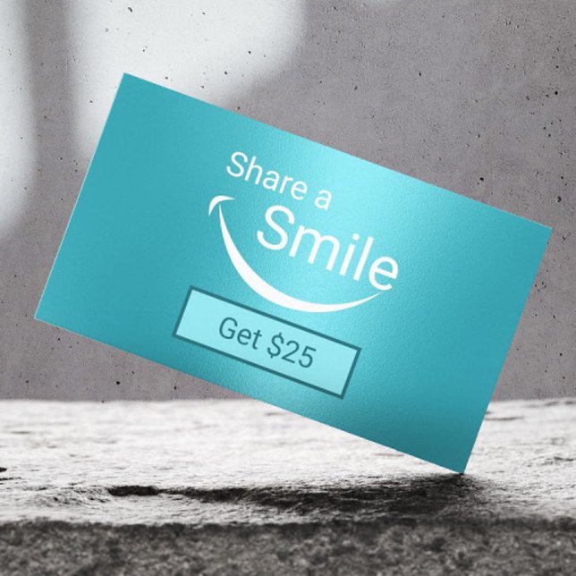 Dentist Share a Smile Turquoise Dental Referral Card (Creator Uploaded)