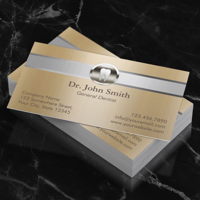 Dentist Silver Stripe Gold Dental Appointment Card (Creator Uploaded)