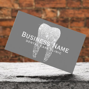 Dentist Silver Tooth Elegant Dental Care Clinic Appointment Card
