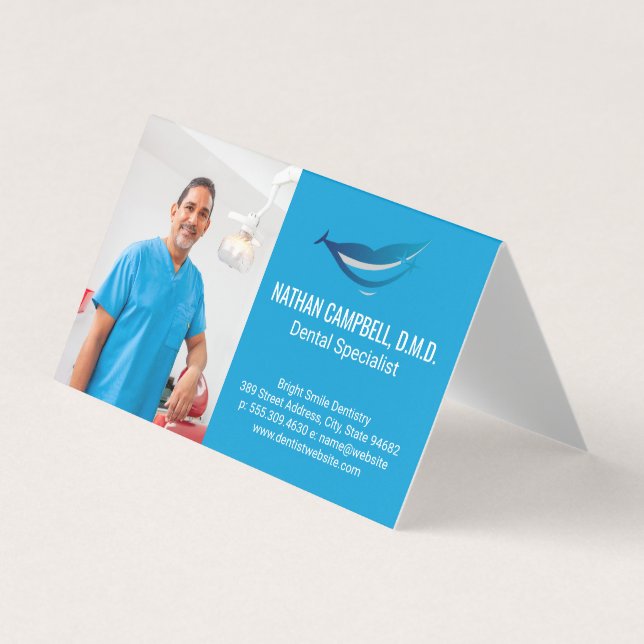 Dentist Smiling in Office Business Card (Front)
