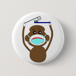 Dentist Sock Monkey Shirts and Gifts--Adorable 2 Inch Round Button