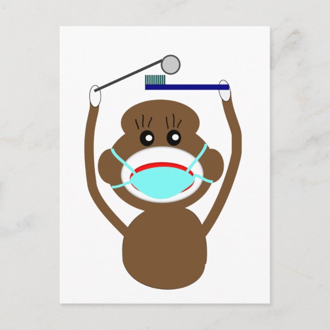 Dentist Sock Monkey Shirts and Gifts--Adorable Postcard (Front)