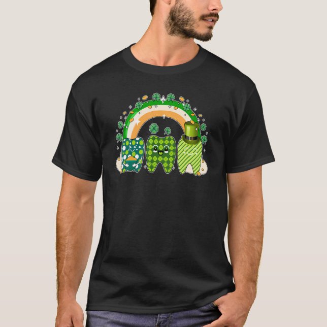 Dentist St Patrick Love Tooth Hat Rainbow Irish Sh T-Shirt (Front)