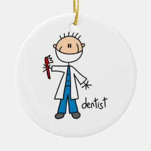 Dentist Stick Figure Ceramic Ornament