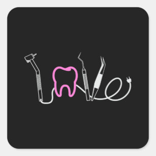 Dentist Teeth Dental LoveTooth Funny Gift Idea Square Sticker