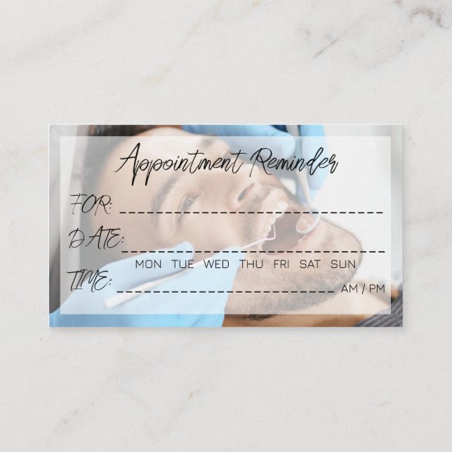 Dentist Therapist Doctor Appointment Reminder Business Card (Back)