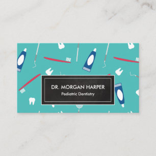 Dentist Tools Pattern   Pediatric Dentistry Business Card