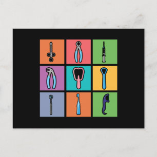 Dentist Tools Pop Art Dentistry Tooth Doctor Teeth Postcard