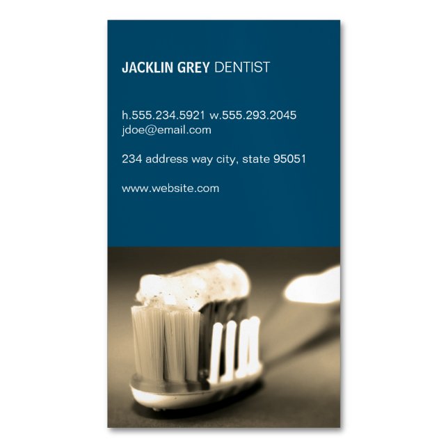 Dentist | Tooth Brush Magnetic Business Card (Front Vertical)