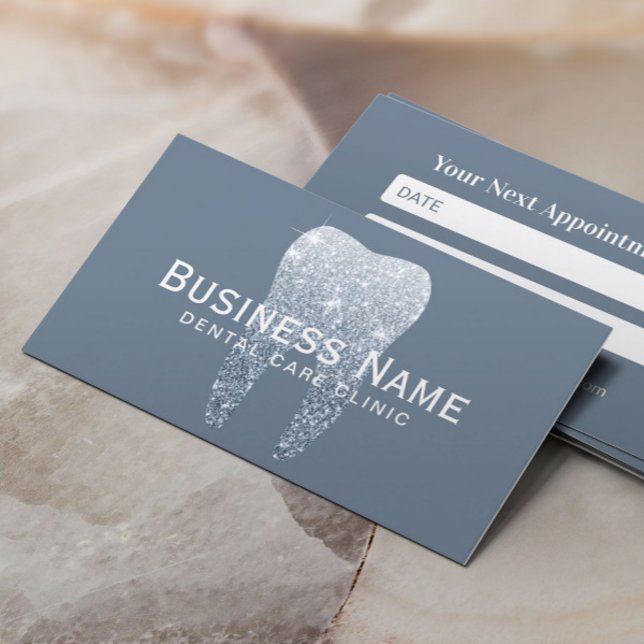 Dentist Tooth Dusty Blue Dental Care Clinic Appointment Card (Creator Uploaded)
