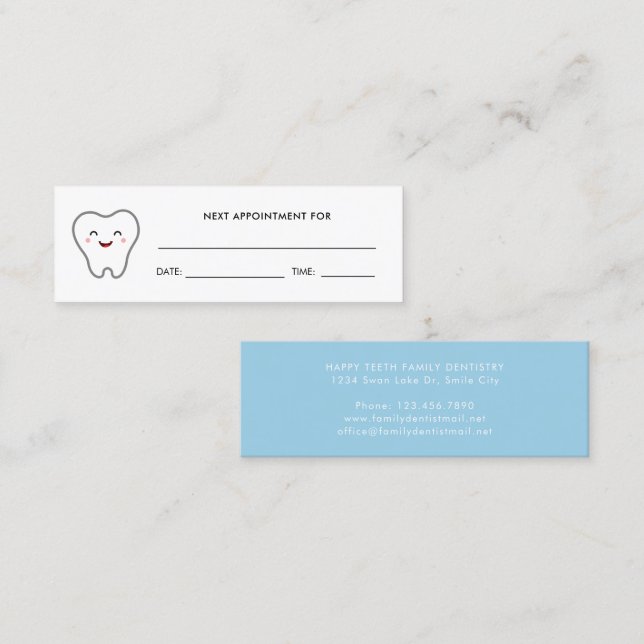 Dentist Tooth Logo Dental Hygienist Appointment Mini Business Card (Front/Back)