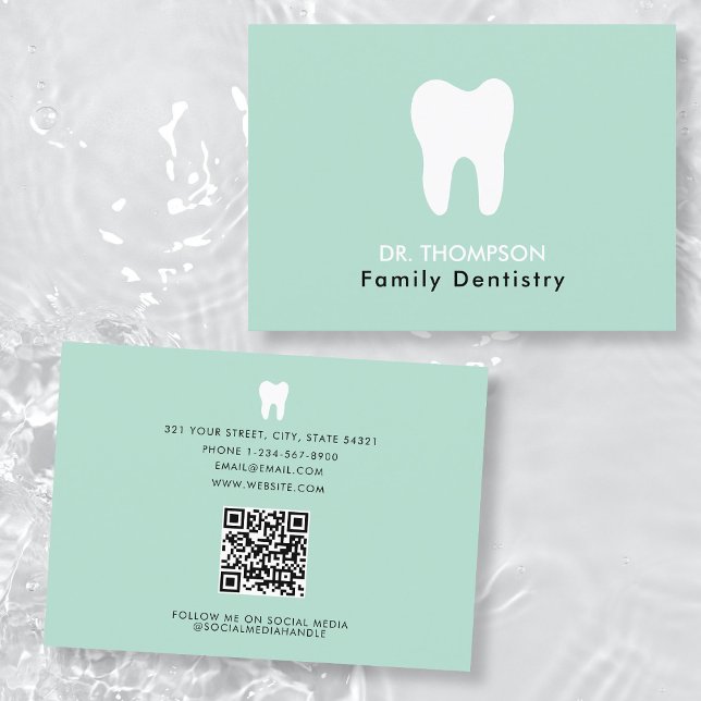 Dentist Tooth Logo Dentistry QR Code Social Media Business Card (Dentist Tooth Logo Dentistry QR Code Social Media Business Card)