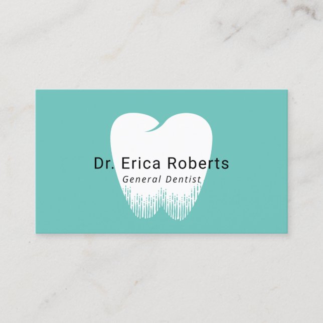 Dentist Tooth Logo Minimalist Teal Dental Care Business Card (Front)