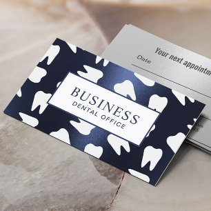 Dentist Tooth Pattern Navy Blue Dental Appointment Card