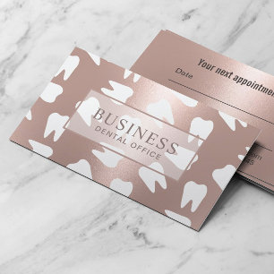 Dentist Tooth Pattern Rose Gold Dental Appointment Card