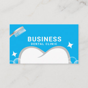 Dentist Tooth & Toothbrush Blue Dental Appointment Card