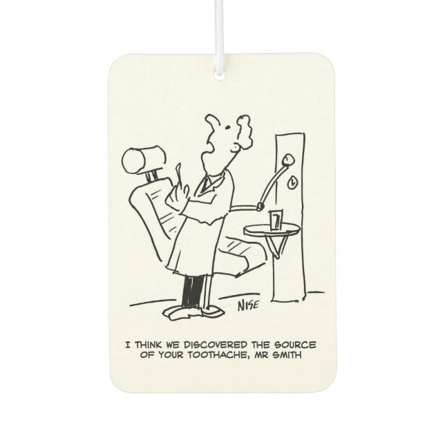 Dentist Treating a Patient Cartoon Air Freshener (Front)