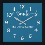 Dentist Waiting Room Office Clock<br><div class="desc">Modern Dentist office waiting room wall decor clock in a trendy design including a smile graphic designed with stylish typography and background color you can change if you need to. Designed for a dental office to encourage smiling and a positive attitude in your waiting area, patient rooms, or main office....</div>