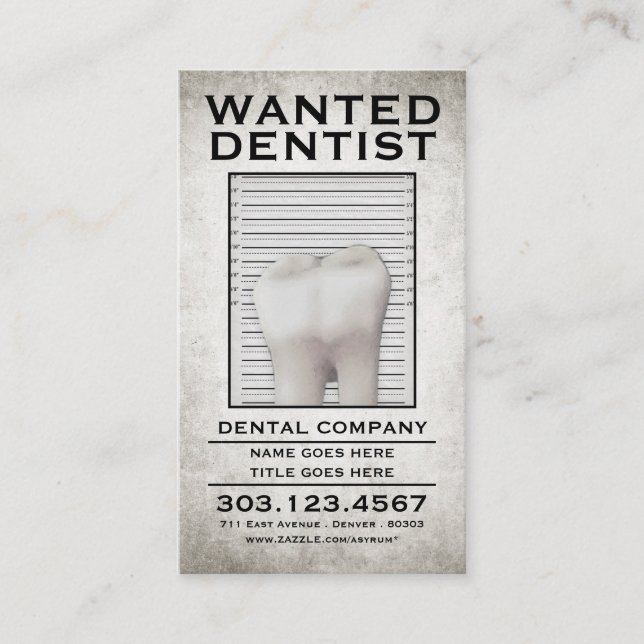 dentist wanted poster loyalty card (Front)