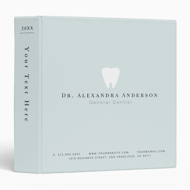 Dentist White Teeth Light Blue Binder (Front/Spine)
