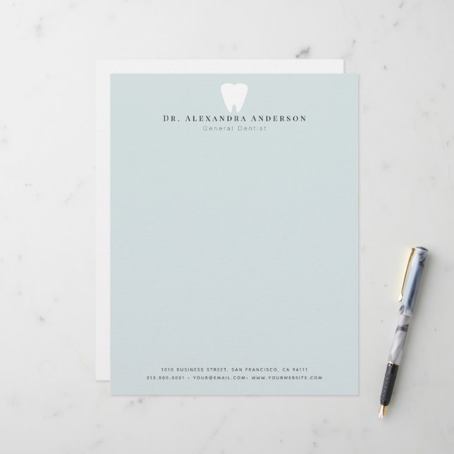Dentist White Teeth Light Blue Letterhead (Front/Back In Situ)