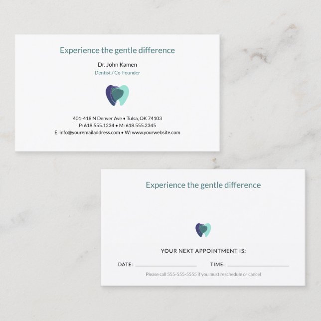 Dentiste | Carte de rendez-vous dentaire (Devant / Derrière)