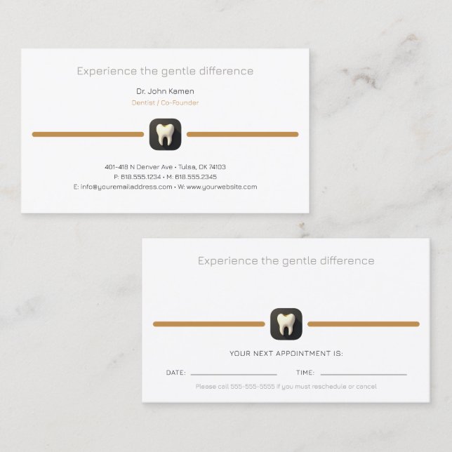 Dentiste | Carte de rendez-vous dentaire (Devant / Derrière)
