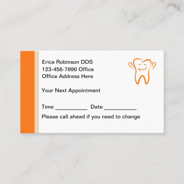 Dentiste Cartes de visite de nomination moderne (Devant)
