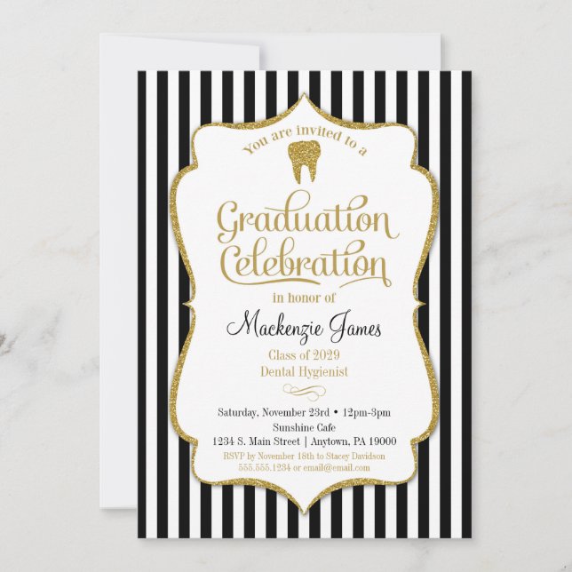 Dentiste Dentaire Hygiéniste Invitation de graduat (Devant)