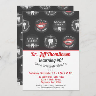 Dentiste Invitation Anniversaire Chalk Dental Part