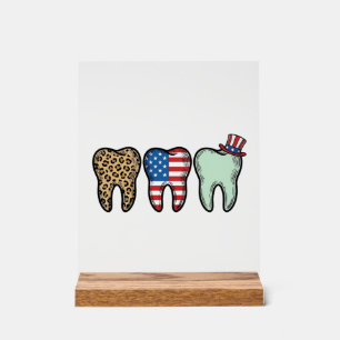 Dentiste Patriotique Dent Vintage Léopard Chemise 