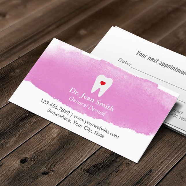 Dentiste Rendez-vous Coeur dentaire Aquarelle Dent (Créateur téléchargé)