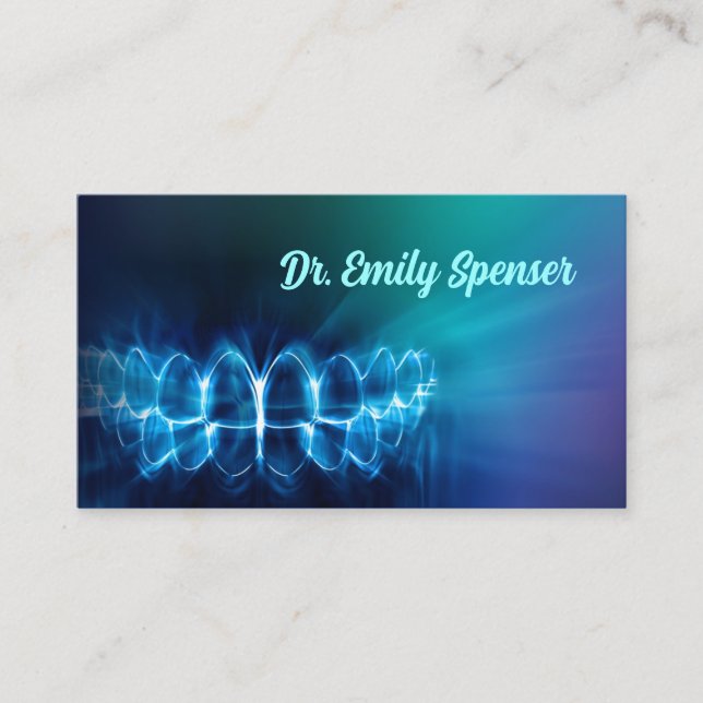 Dentiste Shimmerst Blue Teeth Smile Carte de visit (Devant)