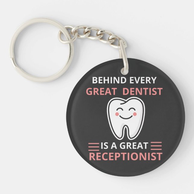 Dentistry Funny Women's Tooth Graphic Dental Keychain (Front)
