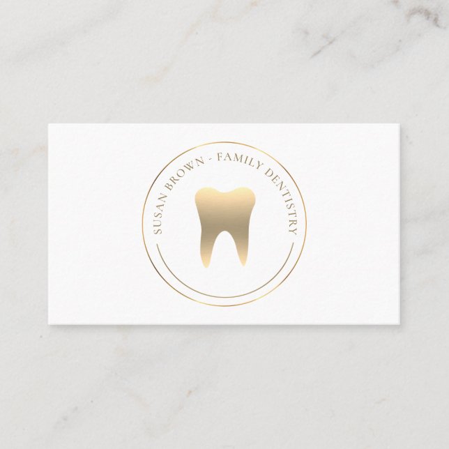 Dentistry Gold Teeth Logo Business Card (Front)
