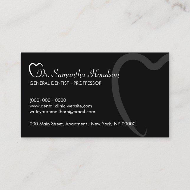 Dentistry Logo Black Simple Teeth Business Card (Back)