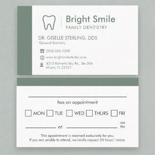 Dentistry Sage Green Appointment Reminder Card
