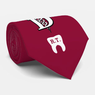 Dentistry Symbol Custom Initials Rose Red Tie